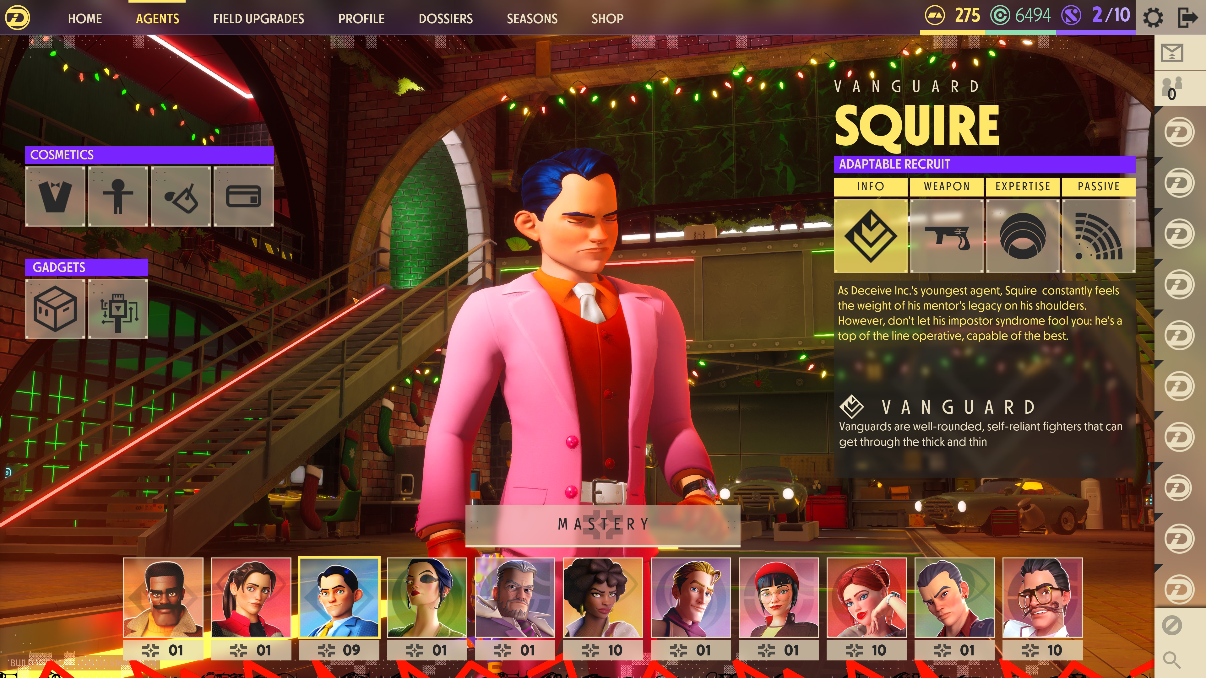 Screenshot of Deceive Inc. character select.