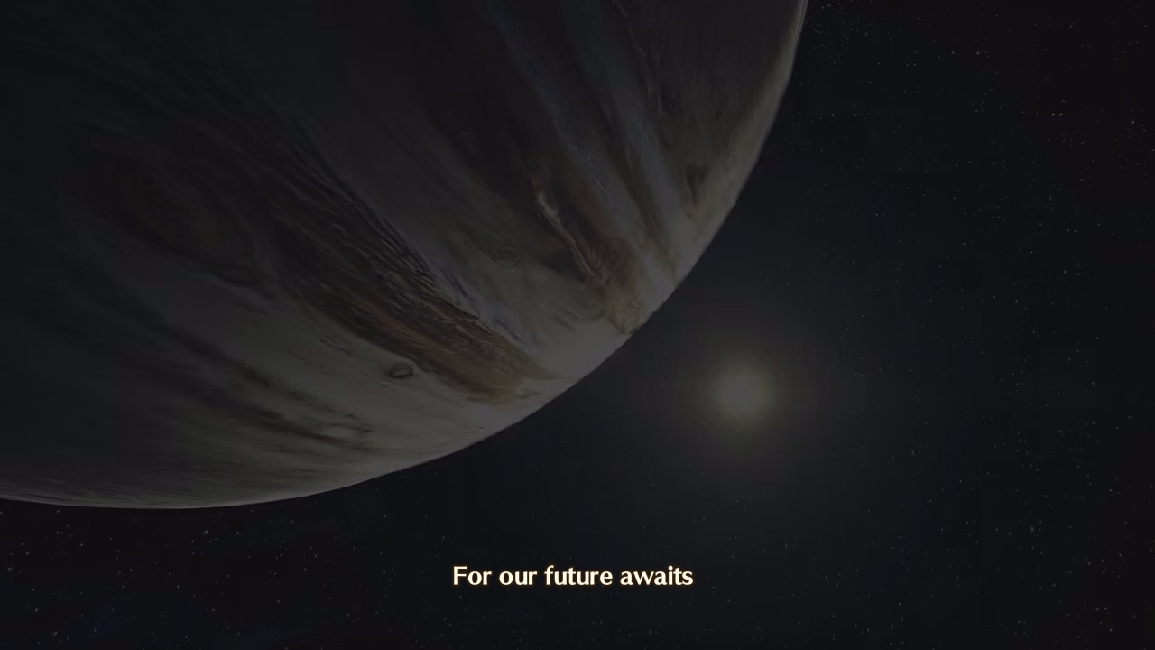 Screenshot from Xenoblade 3: Future Redeemed stating that our future awaits.